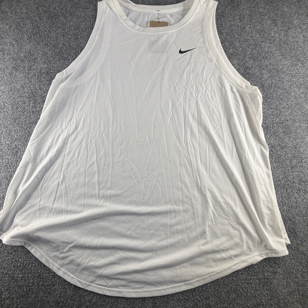 Nike Womens Training Tank Top White Swoosh Logo DX0602-100 Size 3X